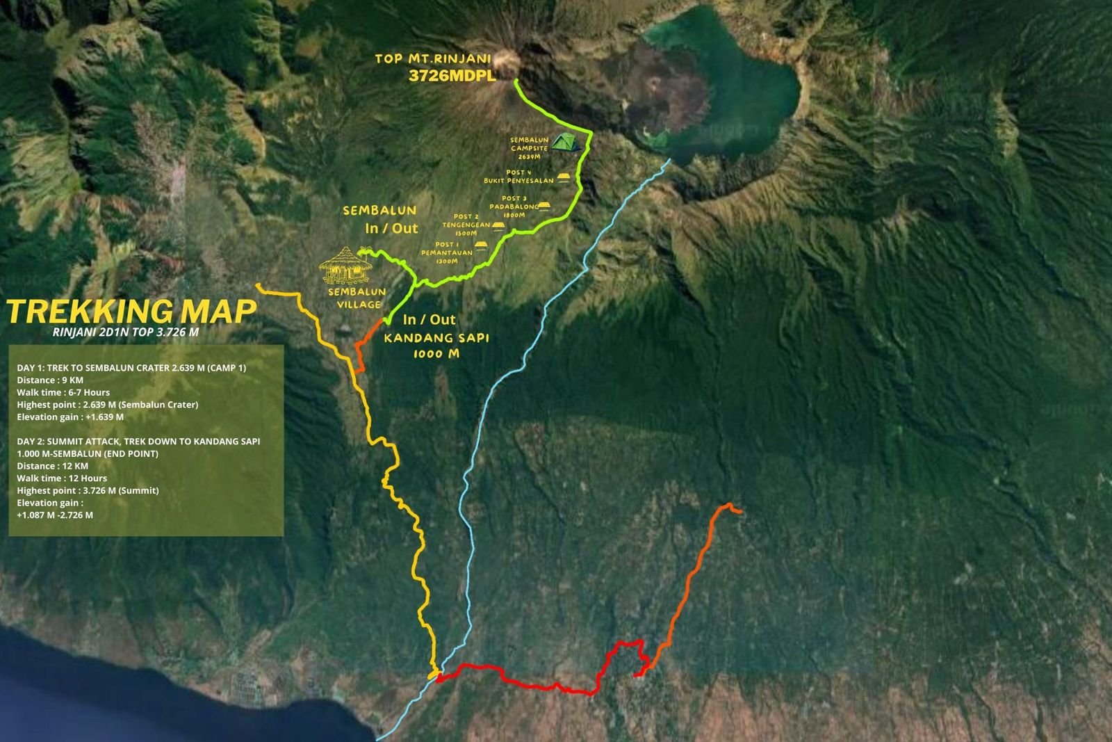 Mount Rinjani Routes 